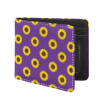 Purple Sunflower Pattern Print Bifold Wallet