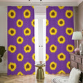 Purple Sunflower Pattern Print Dimout Pencil Pleat Curtains