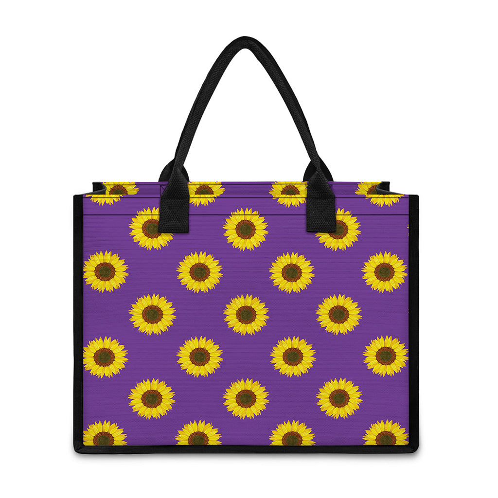 Purple Sunflower Pattern Print Canvas Tote Bag