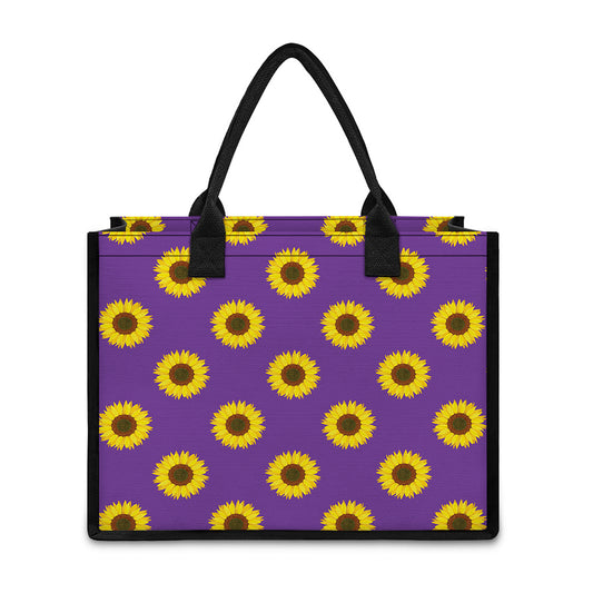 Purple Sunflower Pattern Print Canvas Tote Bag