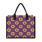 Purple Sunflower Pattern Print Canvas Tote Bag