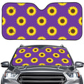 Purple Sunflower Pattern Print Car Windshield Sun Shade