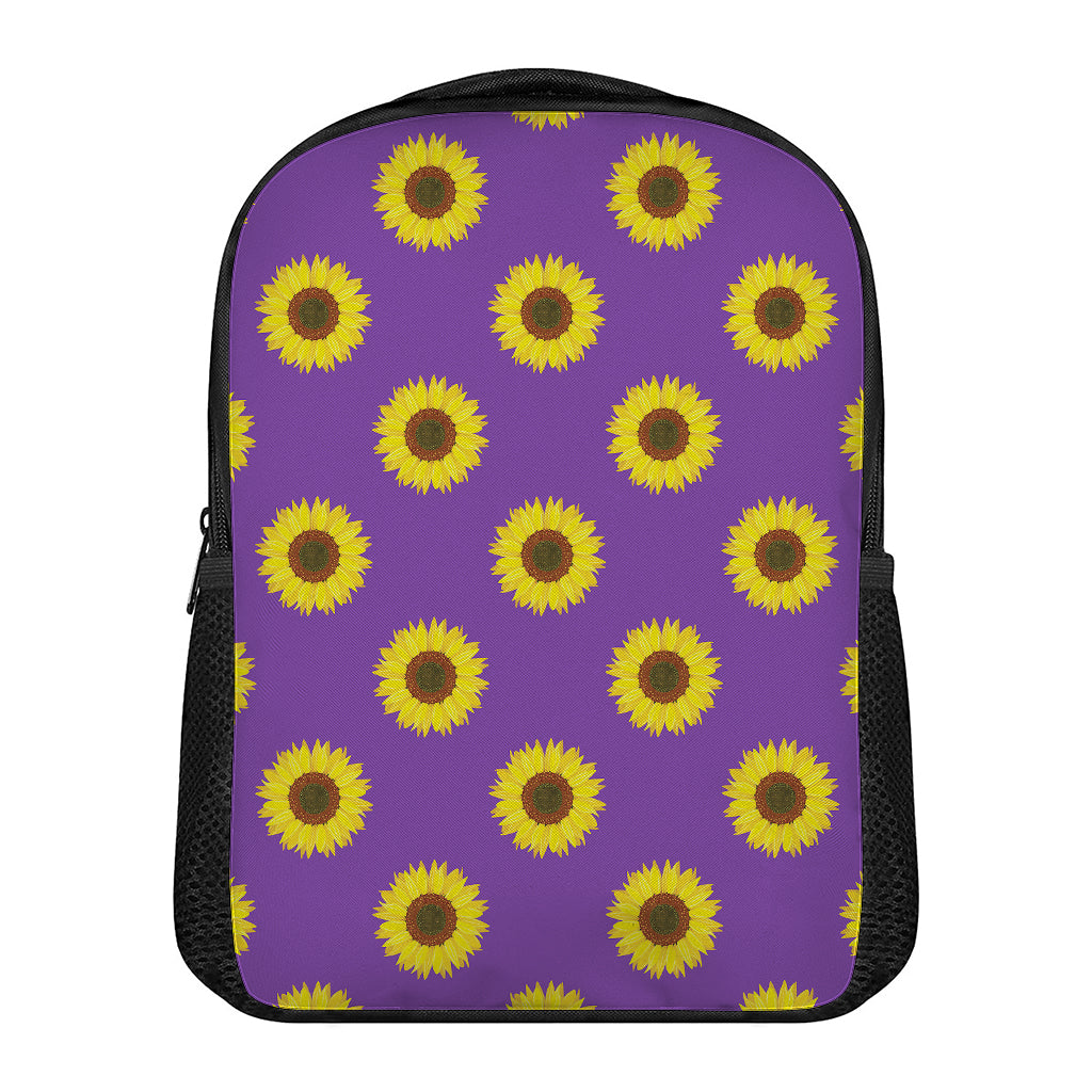 Purple Sunflower Pattern Print Casual Backpack