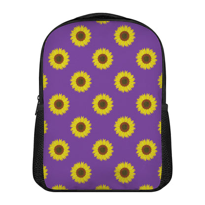 Purple Sunflower Pattern Print Casual Backpack