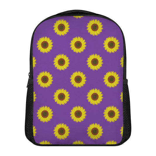 Purple Sunflower Pattern Print Casual Backpack