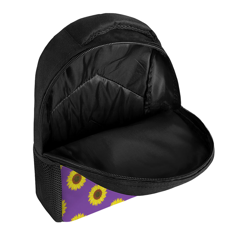 Purple Sunflower Pattern Print Casual Backpack