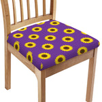 Purple Sunflower Pattern Print Chair Cushion Cover