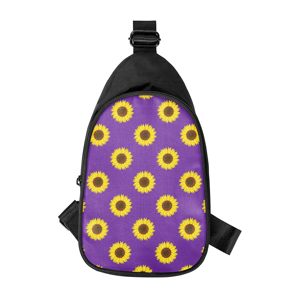 Purple Sunflower Pattern Print Chest Bag