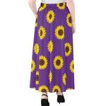 Purple Sunflower Pattern Print Chiffon Maxi Skirt