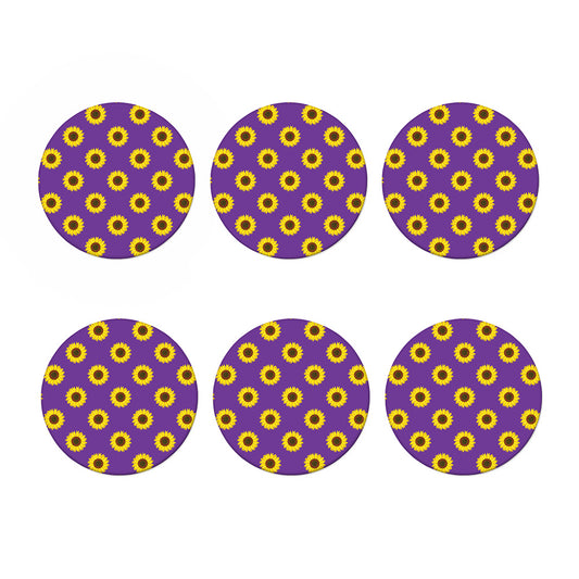 Purple Sunflower Pattern Print Coaster Set