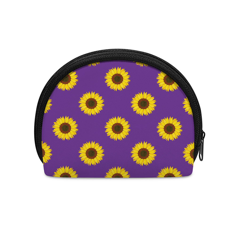 Purple Sunflower Pattern Print Coin Purse