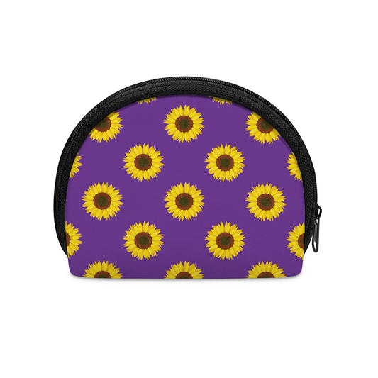 Purple Sunflower Pattern Print Coin Purse