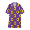 Purple Sunflower Pattern Print Cotton Hawaiian Shirt