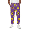 Purple Sunflower Pattern Print Cotton Sweatpants