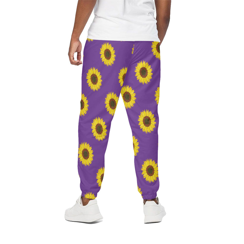 Purple Sunflower Pattern Print Cotton Pants