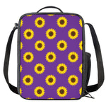 Purple Sunflower Pattern Print Crossbody Lunch Bag