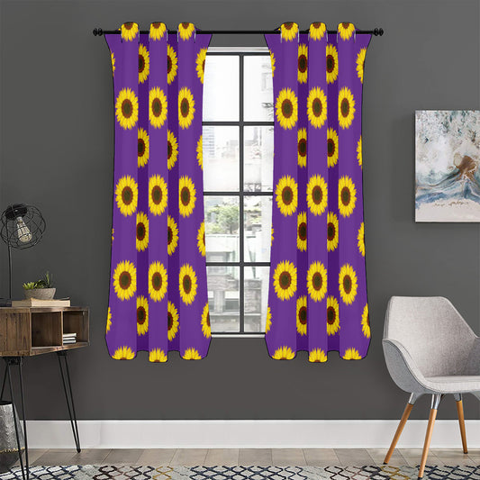 Purple Sunflower Pattern Print Curtain