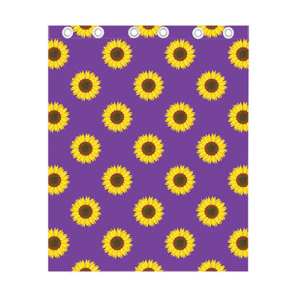 Purple Sunflower Pattern Print Curtain