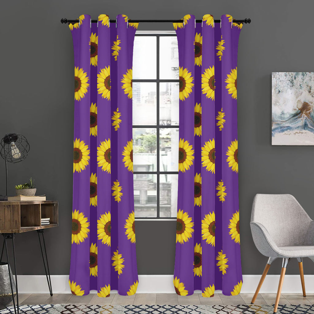 Purple Sunflower Pattern Print Curtain