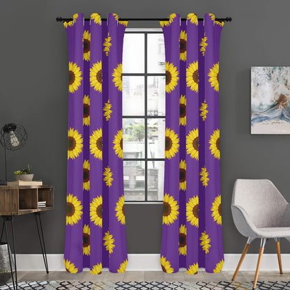 Purple Sunflower Pattern Print Curtain