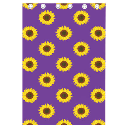 Purple Sunflower Pattern Print Curtain