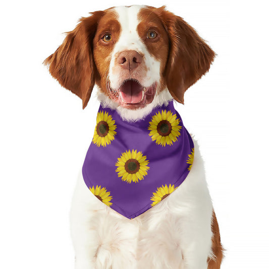 Purple Sunflower Pattern Print Dog Bandana