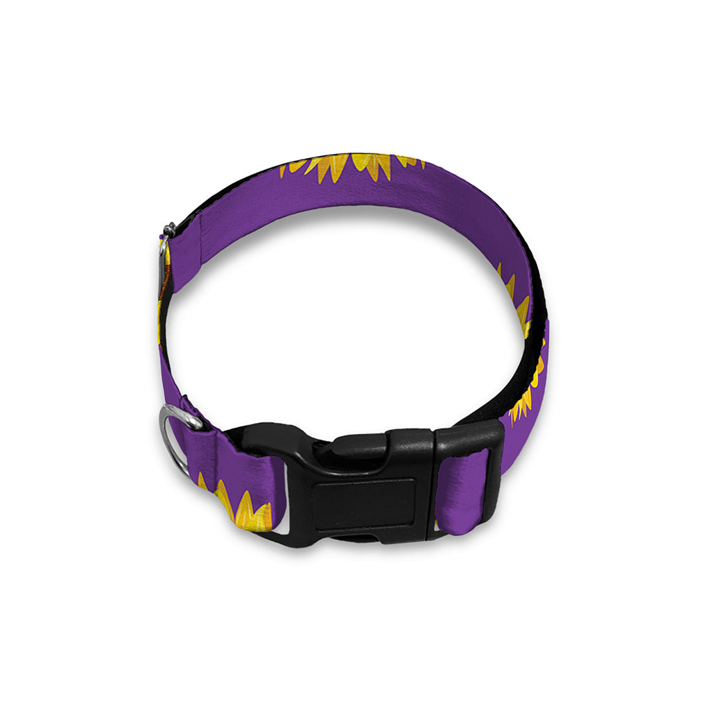 Purple Sunflower Pattern Print Dog Collar