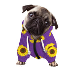 Purple Sunflower Pattern Print Dog Zip Up Hoodie