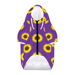 Purple Sunflower Pattern Print Dog Zip Up Hoodie