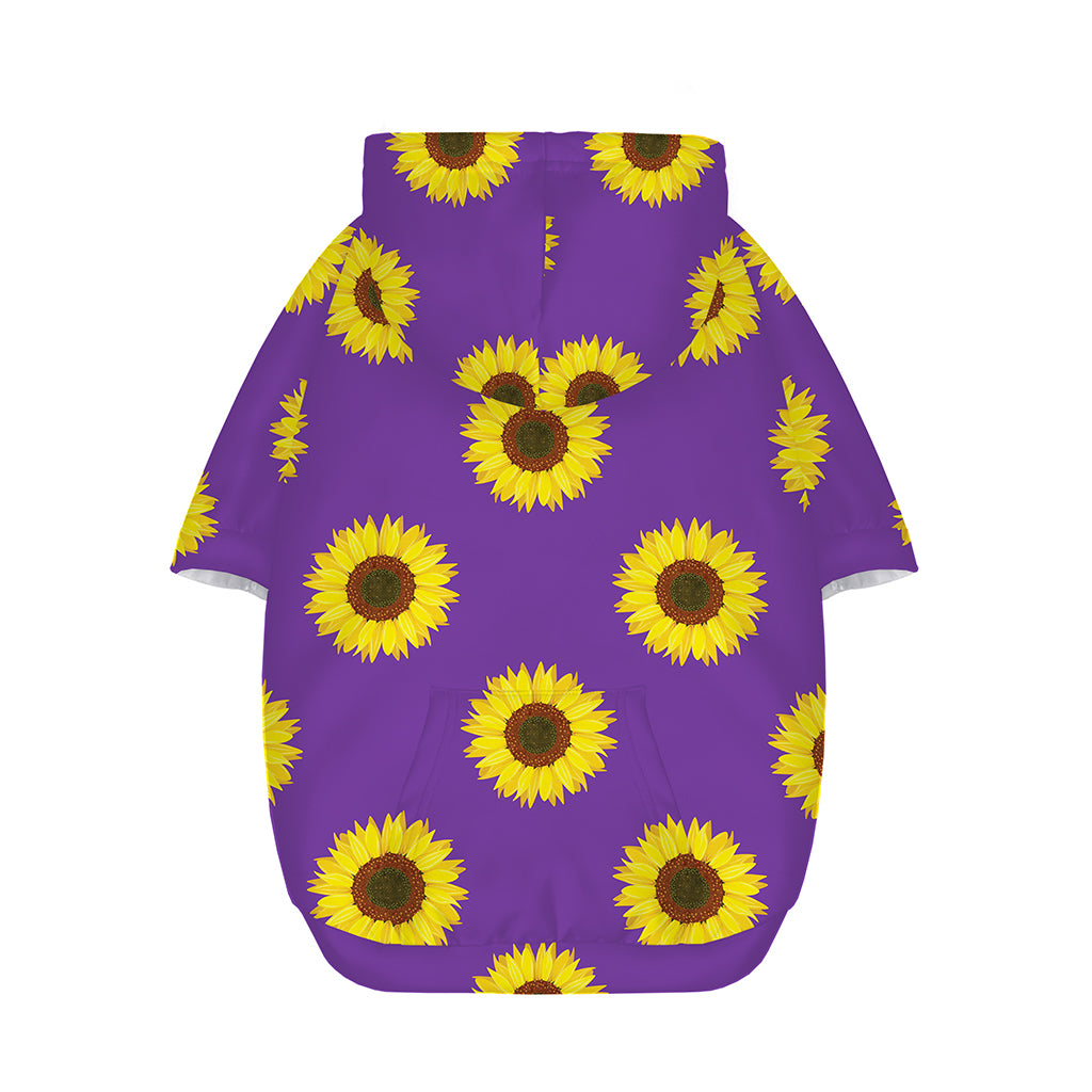Purple Sunflower Pattern Print Dog Zip Up Hoodie