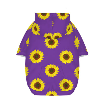 Purple Sunflower Pattern Print Dog Zip Up Hoodie