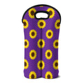 Purple Sunflower Pattern Print Double Neoprene Wine Tote