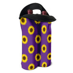 Purple Sunflower Pattern Print Double Neoprene Wine Tote