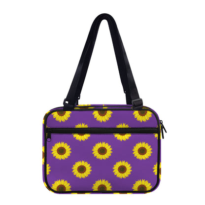 Purple Sunflower Pattern Print Double Strap Bible Bag