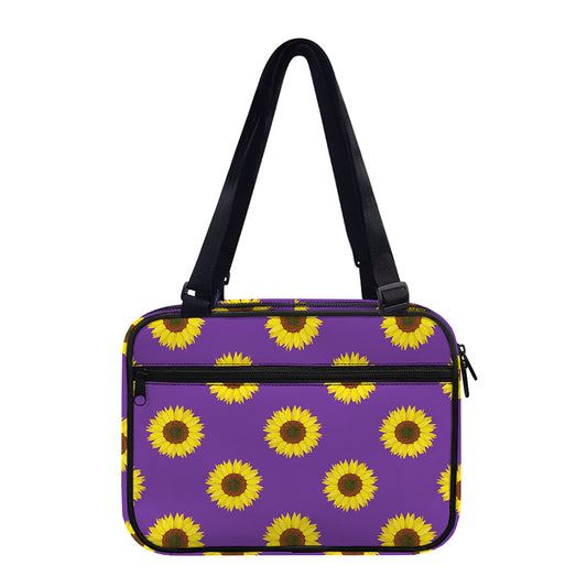Purple Sunflower Pattern Print Double Strap Bible Bag