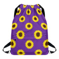 Purple Sunflower Pattern Print Drawstring Backpack