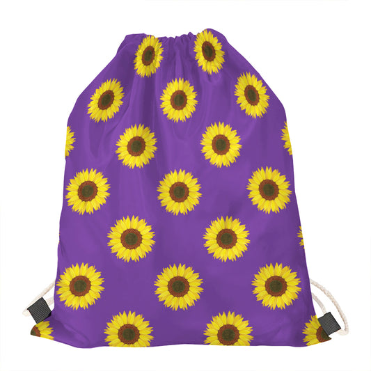 Purple Sunflower Pattern Print Drawstring Bag