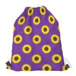 Purple Sunflower Pattern Print Drawstring Bag