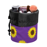 Purple Sunflower Pattern Print Drawstring Makeup Bag