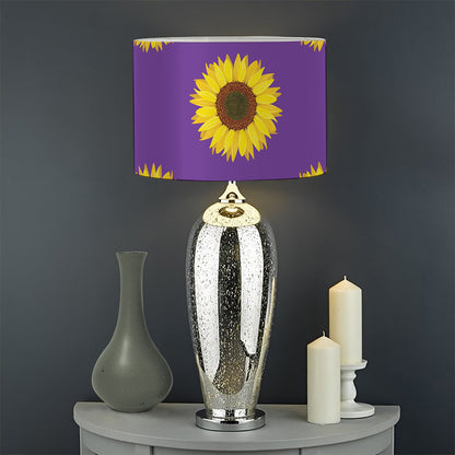 Purple Sunflower Pattern Print Drum Lamp Shade