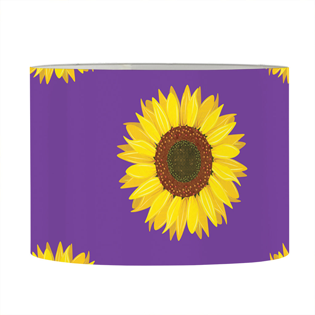Purple Sunflower Pattern Print Drum Lamp Shade