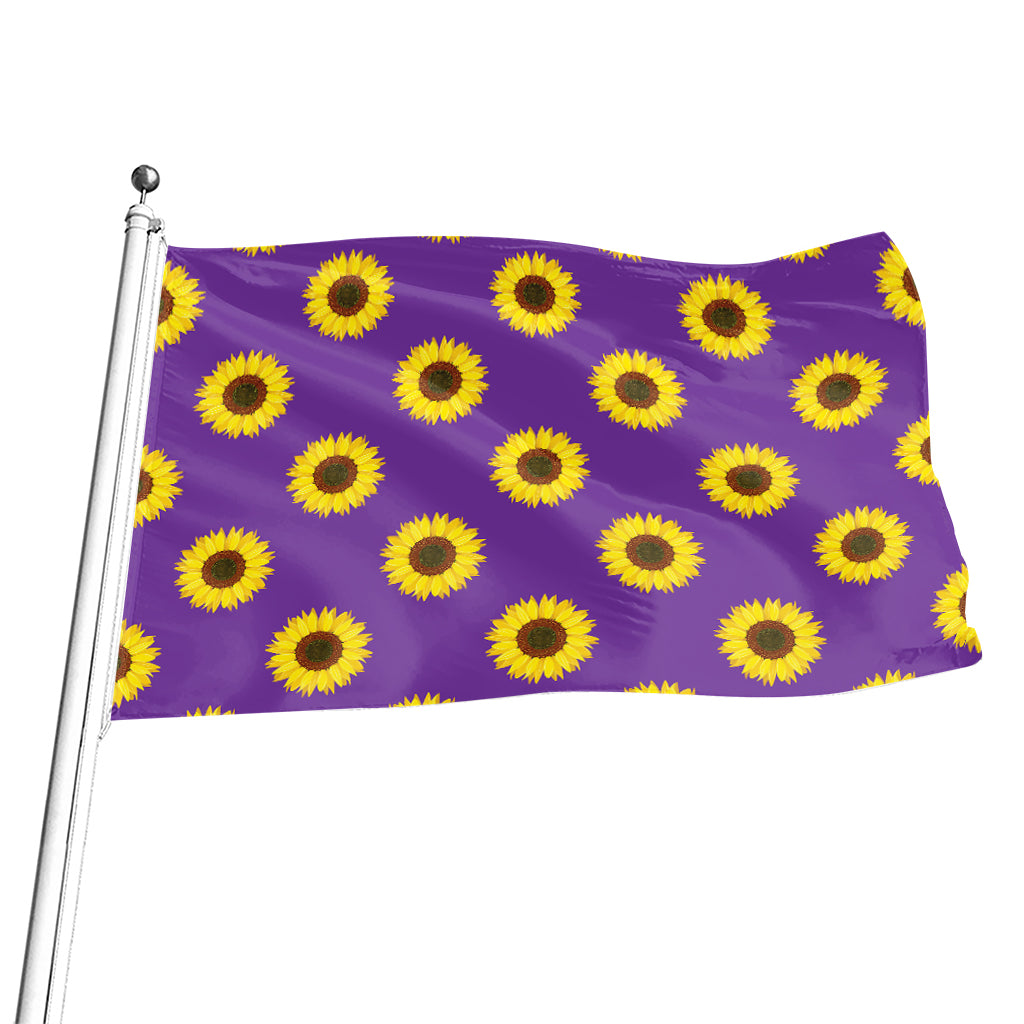 Purple Sunflower Pattern Print Flag
