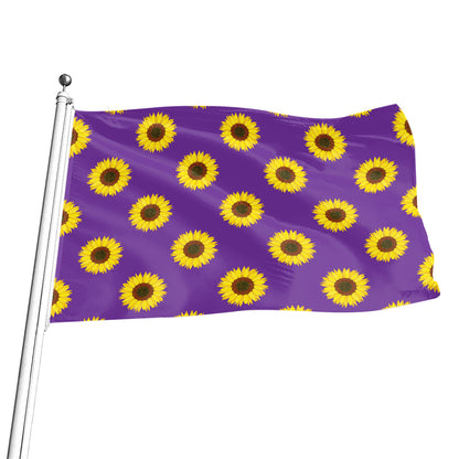 Purple Sunflower Pattern Print Flag