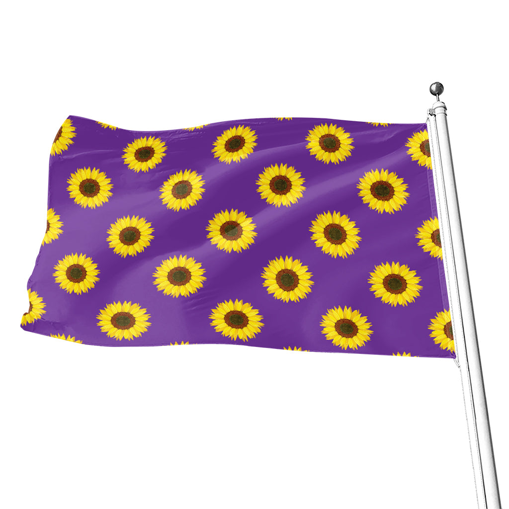 Purple Sunflower Pattern Print Flag