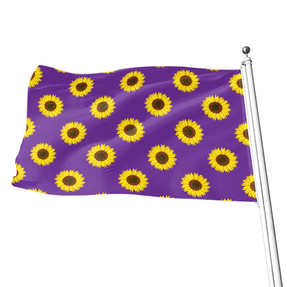 Purple Sunflower Pattern Print Flag