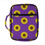 Purple Sunflower Pattern Print Front Pocket Bible Bag