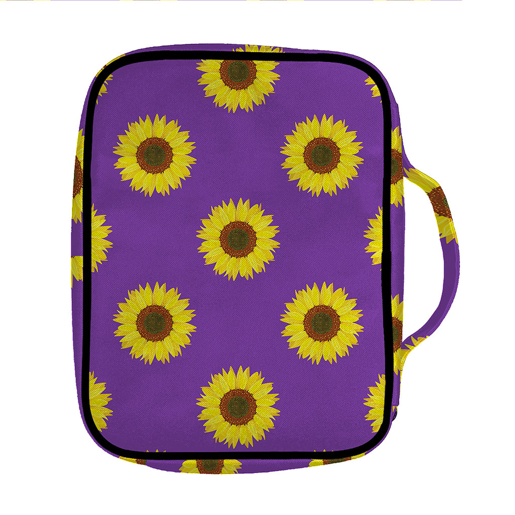 Purple Sunflower Pattern Print Front Pocket Bible Bag