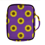 Purple Sunflower Pattern Print Front Pocket Bible Bag