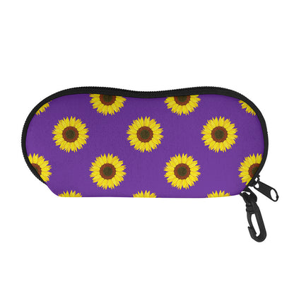 Purple Sunflower Pattern Print Glasses Case