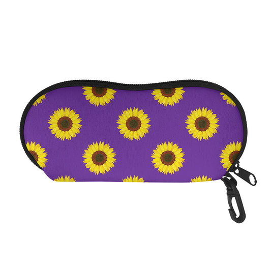 Purple Sunflower Pattern Print Glasses Case